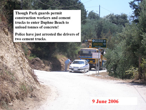 Drivers arrested for delivering concrete for illegal building work at Daphne Beach
